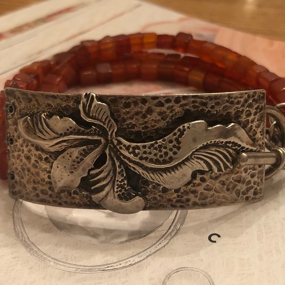 Rare Silpada Triple Strand Carnelian Sterling Silver Toggle Clasp Bracelet N0880 - Picture 7 of 16